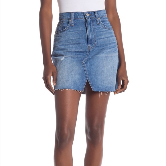 Madewell Women’s 27 Rigid Denim A-Line Mini Skirt in Keene Wash Cutout Edition - Picture 1 of 14